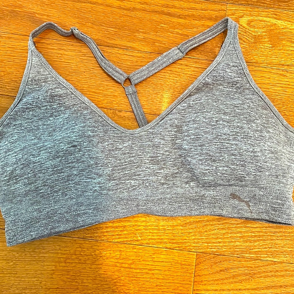 Grey Puma Racerback Sports Bra with Adjustable Straps in a size large. - Picture 1 of 3